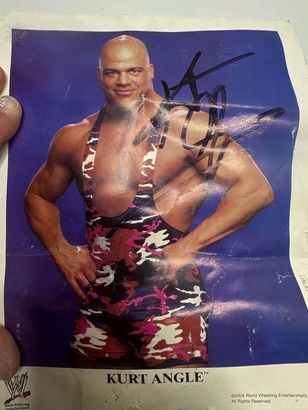 2004 WWE Kurt Angle Autographed Promotional 8x10 Photo (Model P-791)